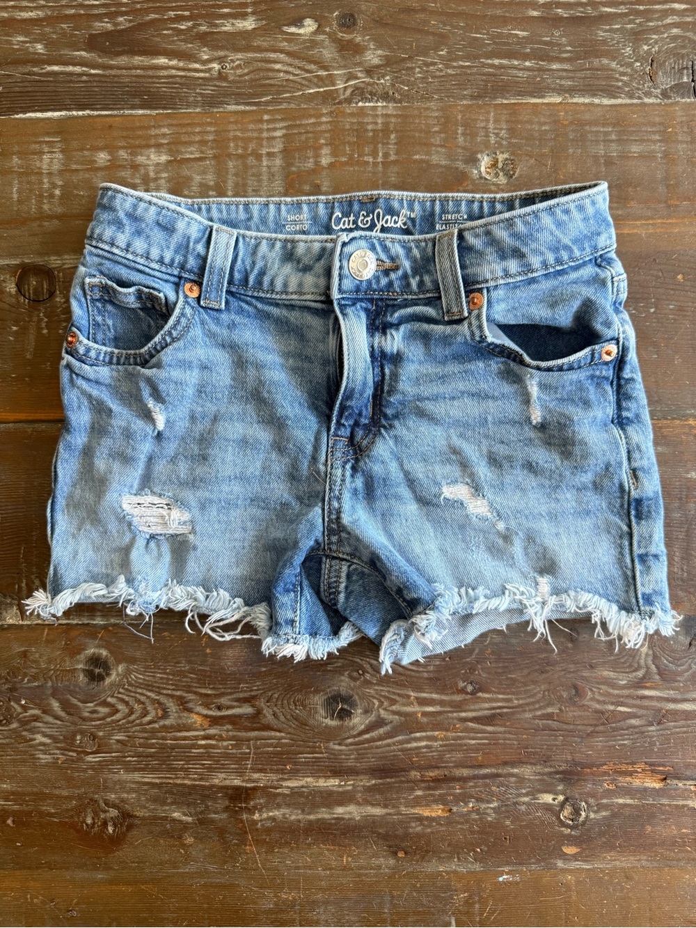 Cat & Jack Light Blue Distressed Jean Cutoff Shorts